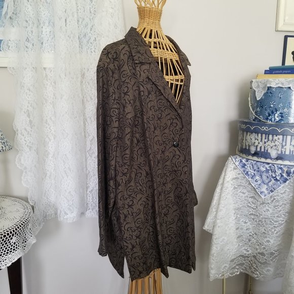 Brown & Black Swirl Blazer Duster Size 20W - Picture 2 of 9